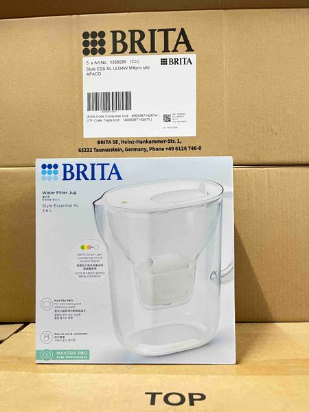 Bình lọc nước BRITA Style Essential XL White 3.6L (có sẵn 1 lõi lọc Maxtra Pro 150L)