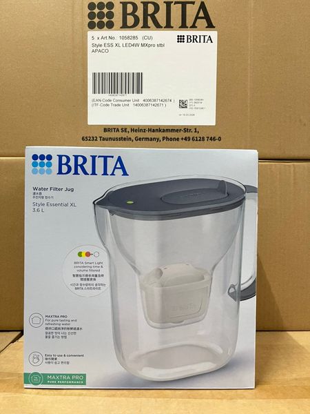 Bình lọc nước BRITA Style Essential XL Stone Blue 3.6L (có sẵn 1 lõi lọc Maxtra Pro 150L)