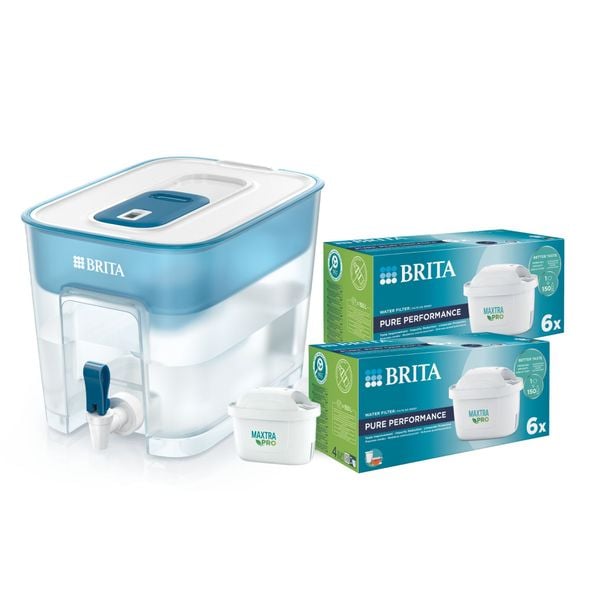 Combo Bình lọc nước Flow 8.2L + 12 Lõi lọc BRITA Maxtra Pro
