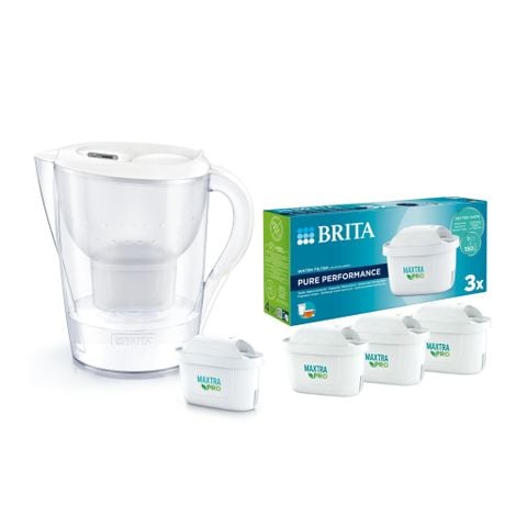 Combo Bình lọc nước BRITA Marella XL White 3.5L + Hộp 3 lõi lọc BRITA Maxtra Pro