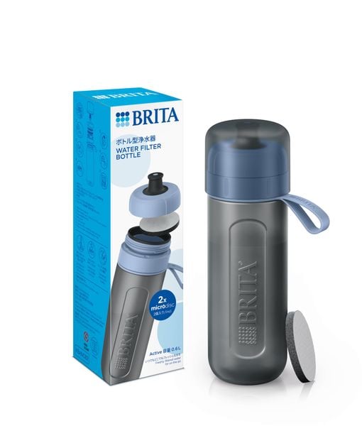 Bình lọc nước BRITA Active Dark Blue 600ml (có sẵn 2 đĩa lọc Micro Disc)
