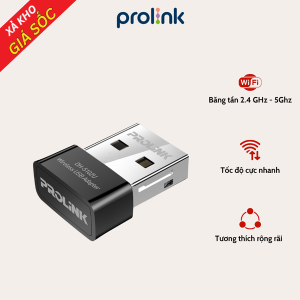 USB Wifi Prolink DH-5102U – Nhỏ Gọn, Băng Tần Kép, Chuẩn AC, Tốc Độ Cực Nhanh