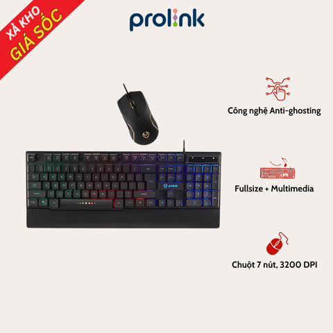 Bộ Phím Chuột Prolink GMK-6001M - LED Đổi Màu - Giá Rẻ Chính Hãng