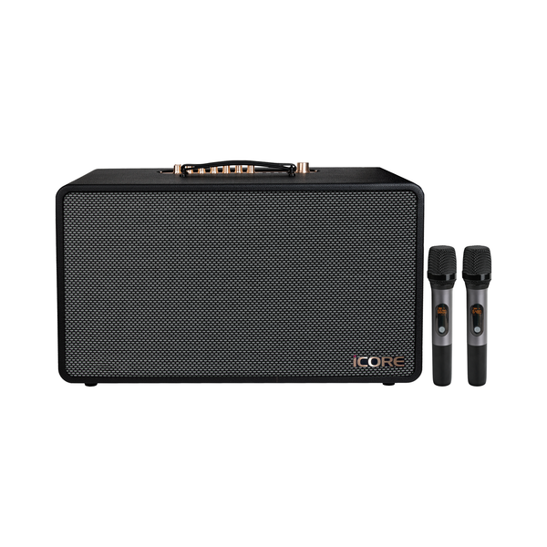 Loa Karaoke Xách Tay iCore S9. Âm Trầm Uy Lực, Kèm 2 Micro không dây UHF - Chính Hãng