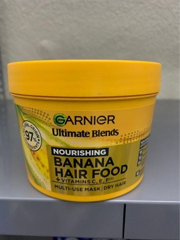[RÁCH NHÃN] Mặt nạ dưỡng tóc cấp ẩm Garnier Hair Food Banana & Shea 3-in-1 Hair Mask 390ml (Bill Anh)