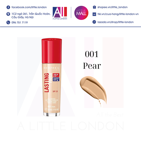 [CẬN DATE] Kem nền Rimmel Lasting Finish 25h Foundation - 001 Pear T2.27(Bill Anh)