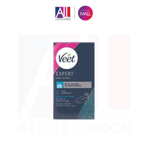 [RÁCH VỎ]Tẩy lông vùng Bikini, da nhạy cảm Veet Expert Cold Wax Strips Bikini and Underarms 30 Miếng (Bill Anh)