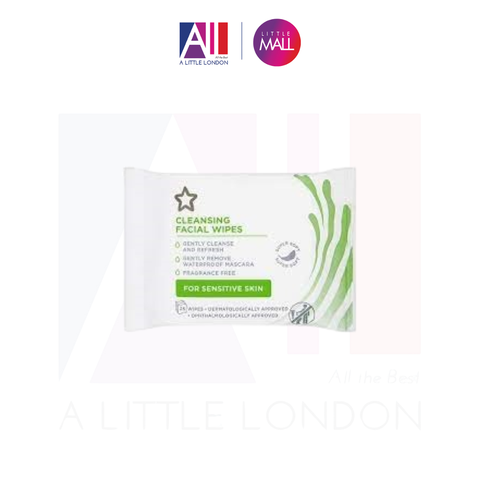 Giấy tẩy trang da nhạy cảm Superdrug Cleansing Facial Wipes For Sensitive Skin - 25 tờ (Bill Anh)