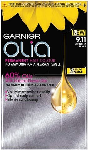 [RÁCH VỎ] Thuốc nhuộm tóc Garnier Olia Permanent Hair Colour 9.11 Metallic Silver (Bill Anh)