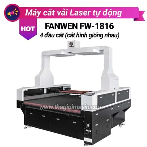 Máy cắt vải laser Fanwen FW 1816 4 đầu cắt (hình cắt giống nhau)