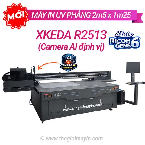Máy in UV phẳng Xkeda R2513 CAMERA AI | đầu Ricoh Gen6