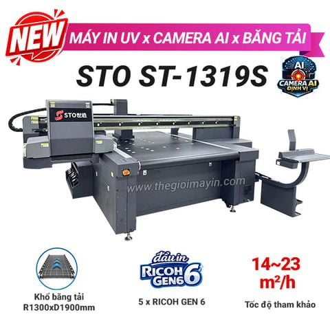 Máy in UV băng tải ST 1319S Camera AI