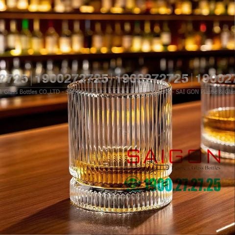 Ly Thủy Tinh INS Stripes Mark Rock Glass 350ml | Thủy Tinh Cao Cấp