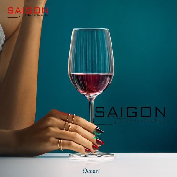 Ly Thủy Tinh Ocean Madison Stripe Red Wine 425ml | 1035R15 , Nhập Khẩu Thái Lan