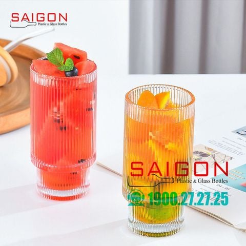 Ly Thủy Tinh Sọc 02 Tầng INS Stripes Empilable Tumber Glass 430ml | INS.214T , Thủy Tinh Cao Cấp