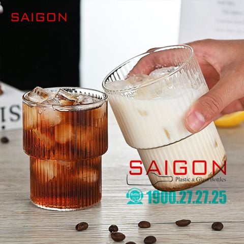 Ly Thủy Tinh Sọc 02 Tầng INS Stripes Rock Glass 180ml | INS.208T , Thủy Tinh Cao Cấp
