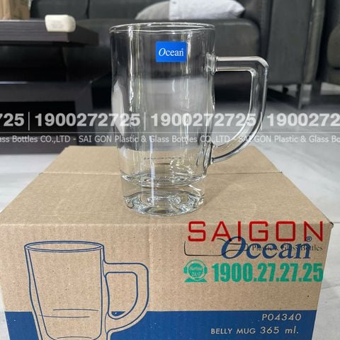 Ly Thủy Tinh Ocean Belly Mug Glass 365ml | Ocean P04340 , Nhập Khẩu Thái Lan