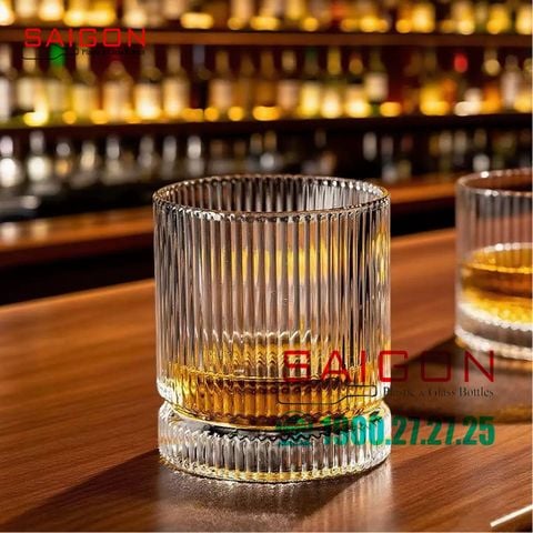 Ly Thủy Tinh INS Stripes Mark Rock Glass 350ml | INS GS-105-2 , Thủy Tinh Cao Cấp