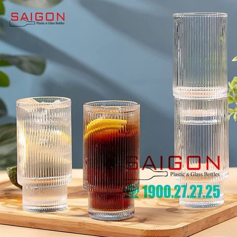 Ly Thủy Tinh Sọc 02 Tầng INS Stripes Tumber Glass 300ml | INS.211T , Thủy Tinh Cao Cấp