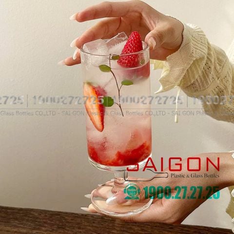 Ly Thủy Tinh INS có Chân Cooktail Tumber Glass 330ml | Thủy Tinh Cao Cấp