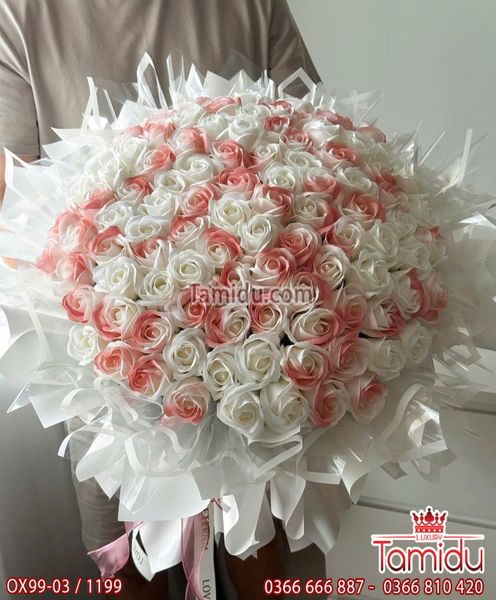 Bó hoa sáp 99 bông hồng công chúa