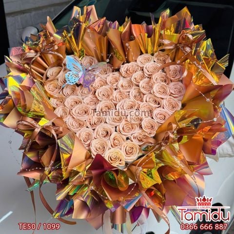 Bó Hồng Sáp Ecuador 50b Màu Nâu Capuchino Sang chảnh