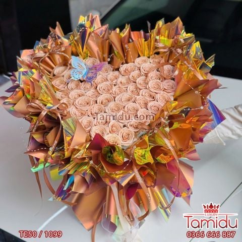 Bó Hồng Sáp Ecuador 50b Màu Nâu Capuchino Sang chảnh