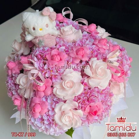 Hello Kitty x Hoa Tú Cầu Lụa x Hoa Hồng Sáp