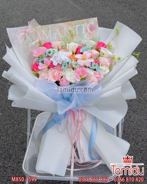 Bó Hoa Sáp Mix Màu tone hồng ngọt ngào