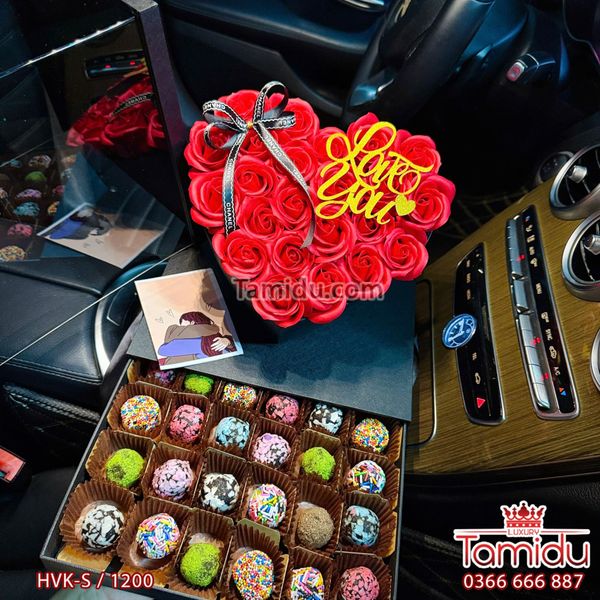 Hộp Mika Tim Kèm Ngăn Quà Socola Truffle Cao Cấp