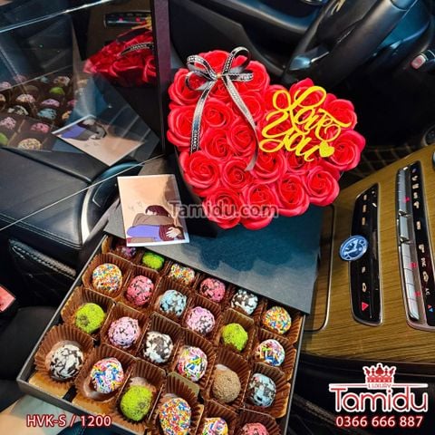 Hộp Mika Tim Kèm Ngăn Quà Socola Truffle Cao Cấp