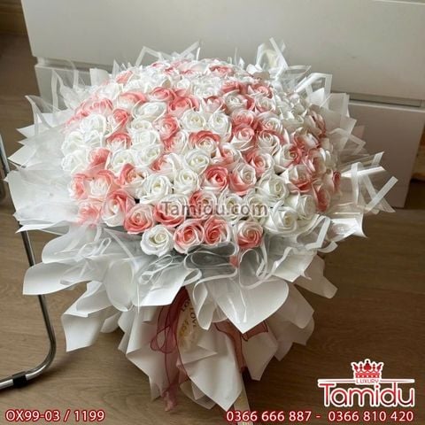Bó hoa sáp 99 bông hồng công chúa