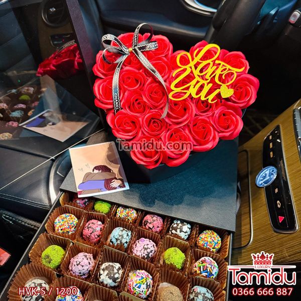 Hộp Mika Tim Kèm Ngăn Quà Socola Truffle Cao Cấp