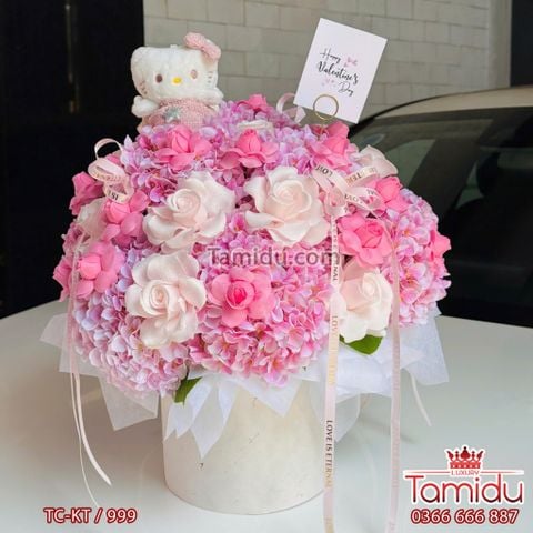 Hello Kitty x Hoa Tú Cầu Lụa x Hoa Hồng Sáp