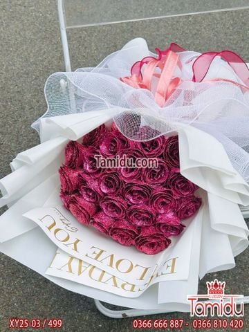 Bó hoa nhũ kim tuyến 25 bông cao cấp