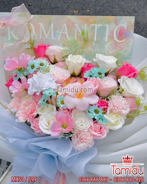 Bó Hoa Sáp Mix Màu tone hồng ngọt ngào