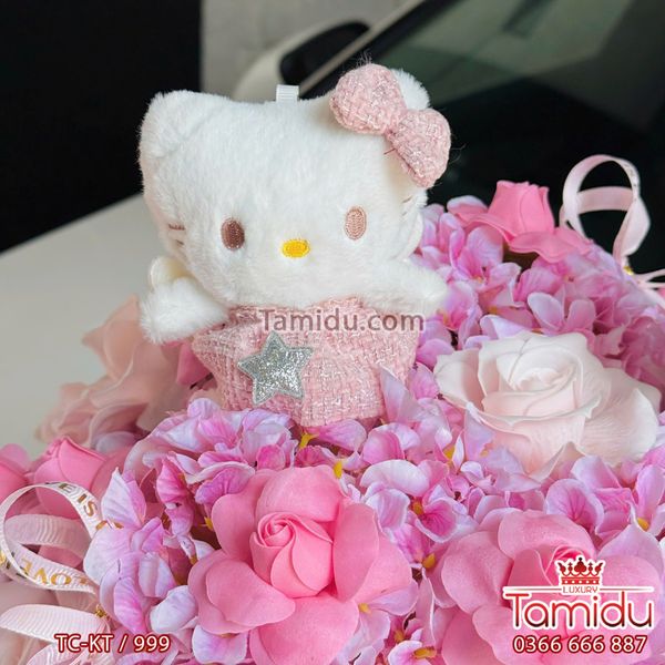 Hello Kitty x Hoa Tú Cầu Lụa x Hoa Hồng Sáp