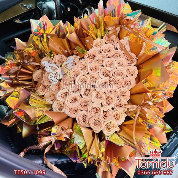 Bó Hồng Sáp Ecuador 50b Màu Nâu Capuchino Sang chảnh