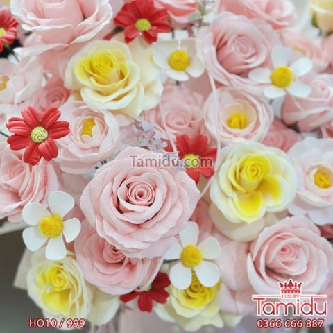 Chậu Hoa Sáp Tươi Sáng, Rực Rỡ - Quà Tặng Sang Trọng, Đặt Bàn Đẹp