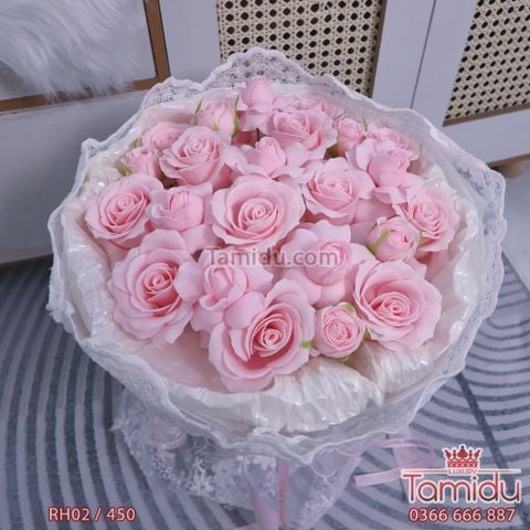 Bó Hoa Hồng Sáp Plume Bloom – Hồng Pastel Ngọt Ngào, Tinh Tế