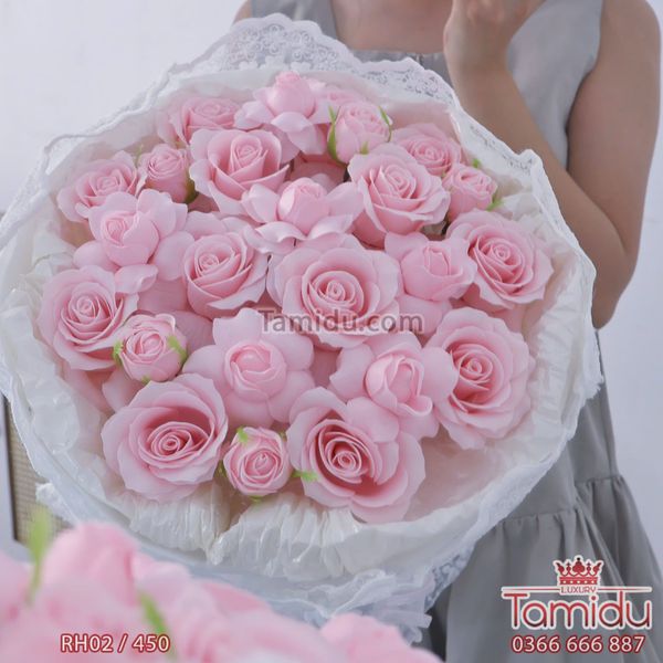 Bó Hoa Hồng Sáp Plume Bloom – Hồng Pastel Ngọt Ngào, Tinh Tế