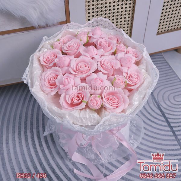 Bó Hoa Hồng Sáp Plume Bloom – Hồng Pastel Ngọt Ngào, Tinh Tế