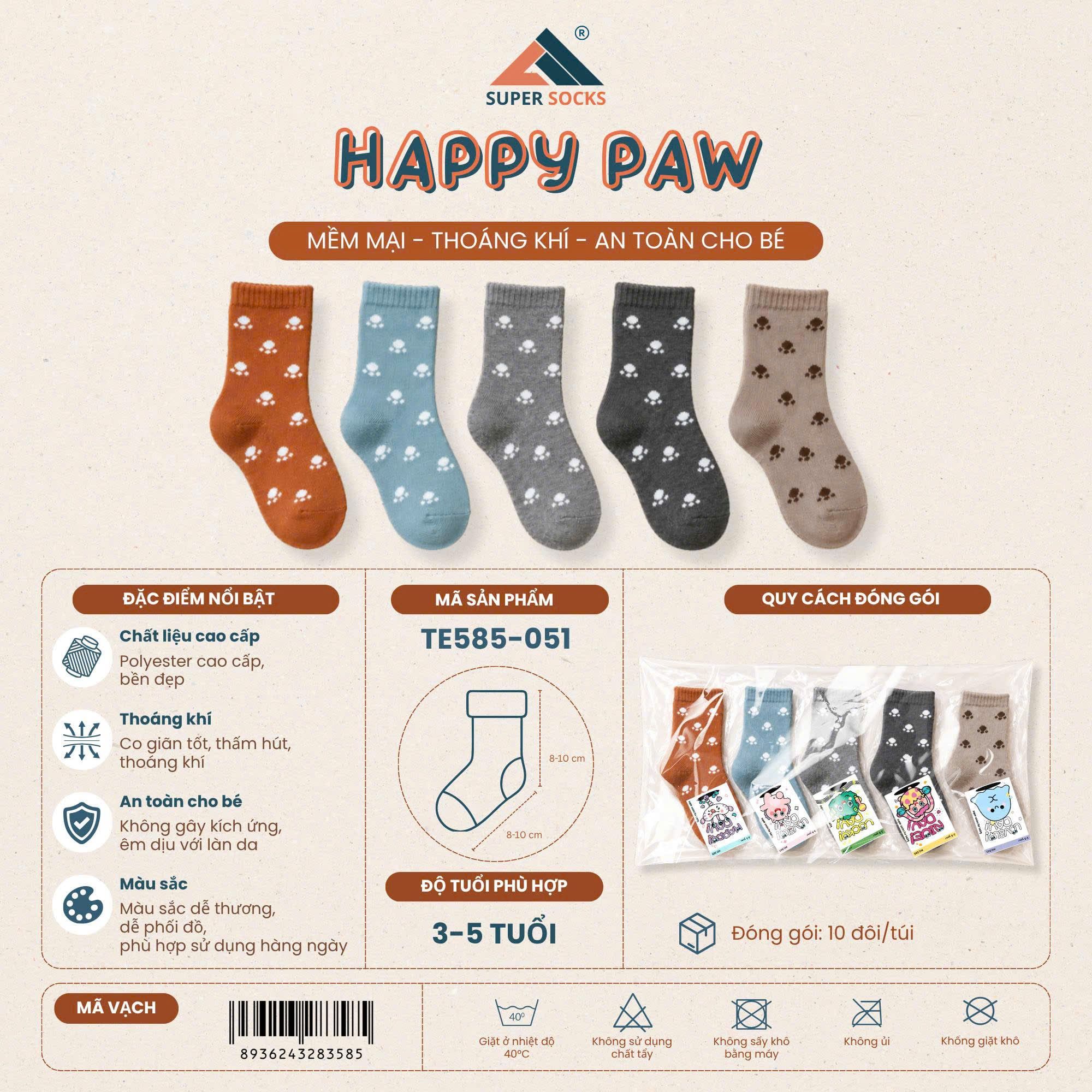  Tất Vớ Trẻ Em 3-5 Tuổi Happy Paw / TE585-051 