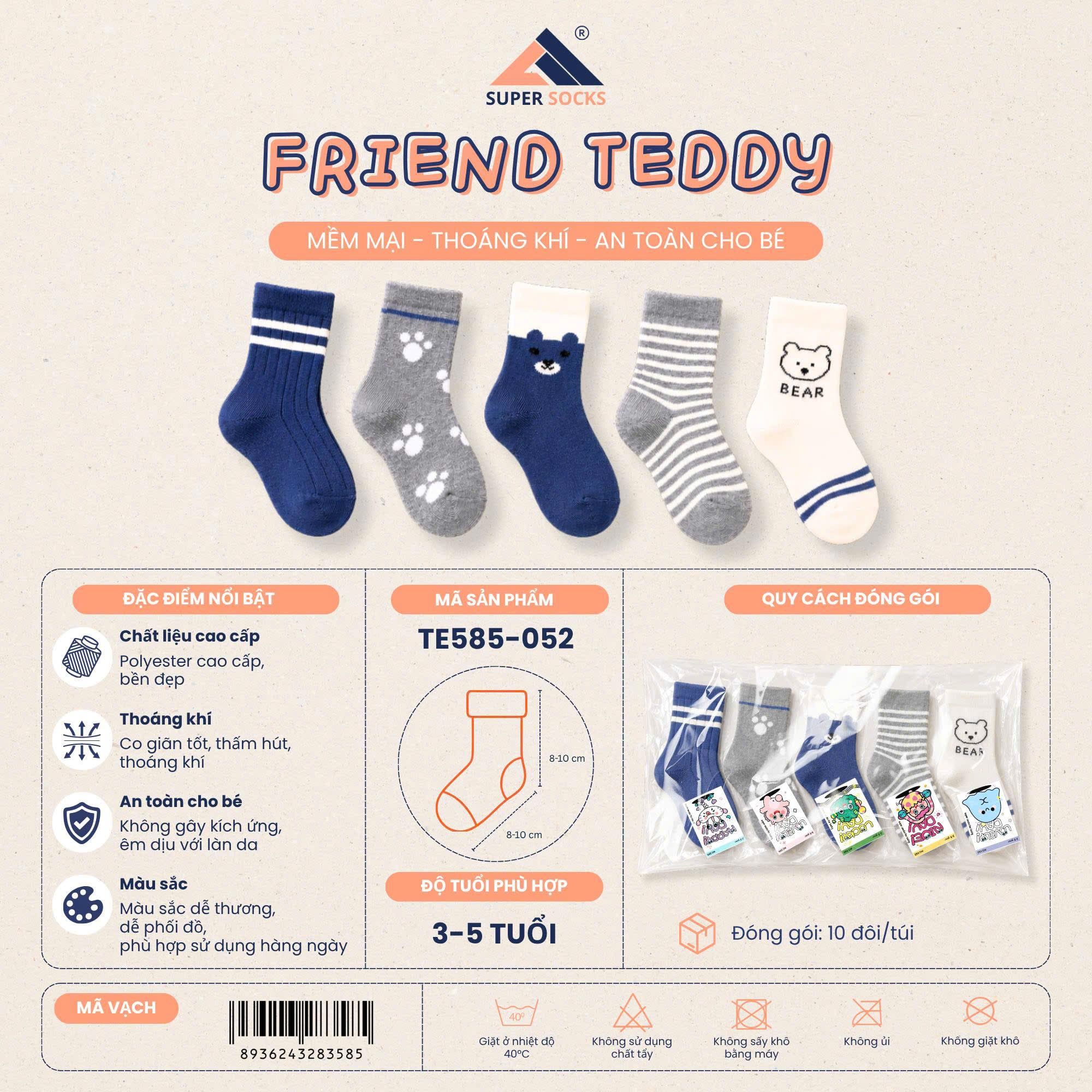  Tất Vớ Trẻ Em 3-5 Tuổi Friends Teddy / TE585-052 
