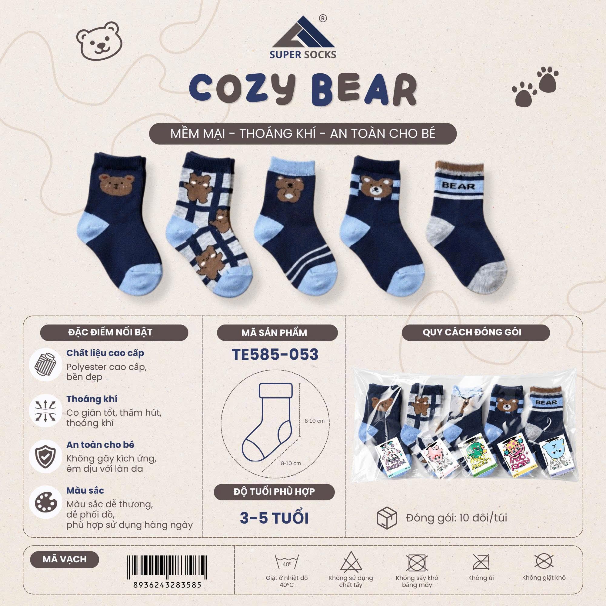  Tất Vớ Trẻ Em 3-5 Tuổi Cozy Bear / TE585-053 