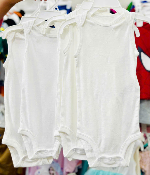  4-13kg Set 5 bodysuit Cter trắng dễ thấy vết dơ khi bé chơi- trắng 3 lỗ 