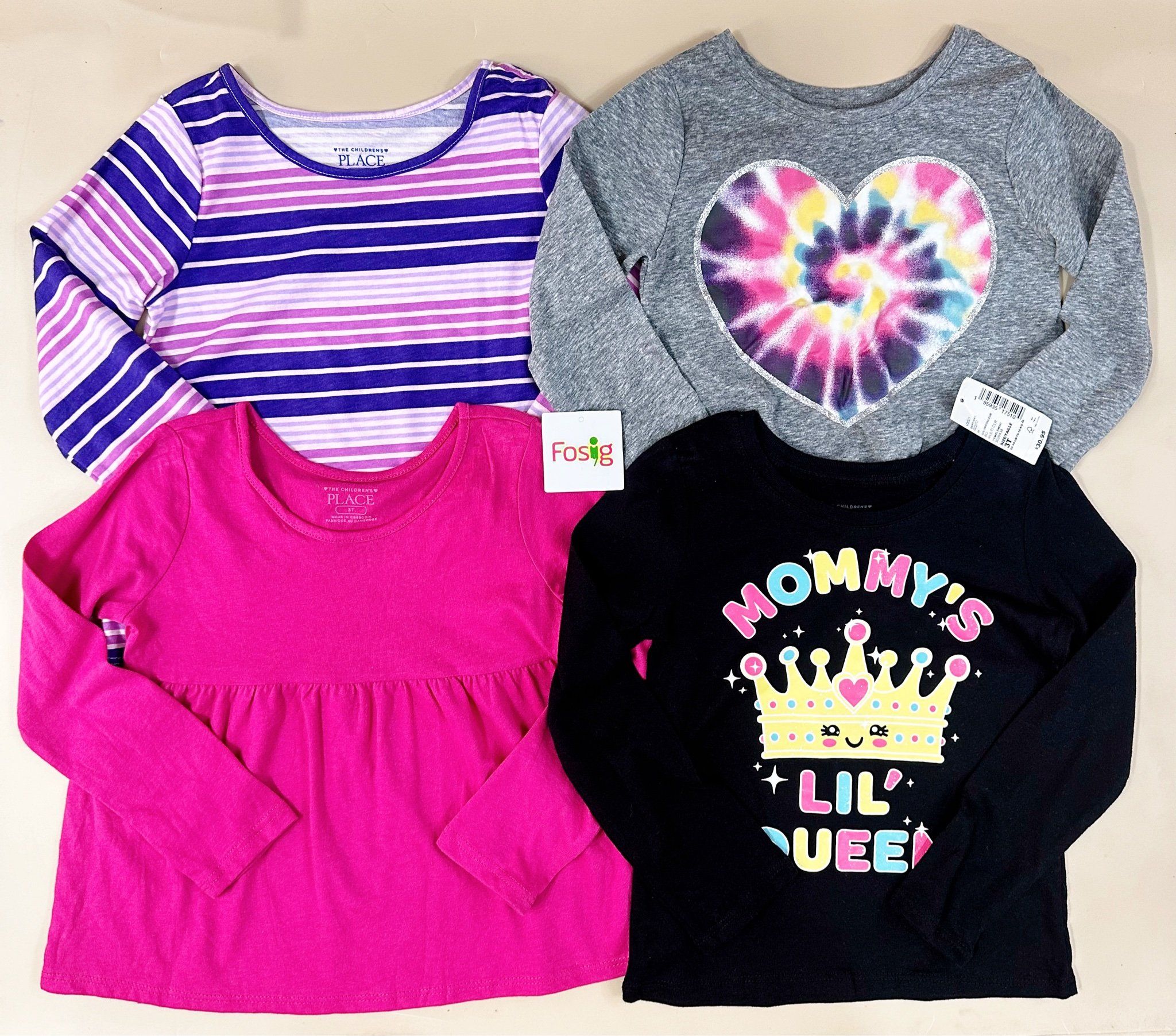  [13-15kg] Set 4 Áo Thun Tay Dài PL + Gara Bé Gái - Combo màu ngẫu nhiên 