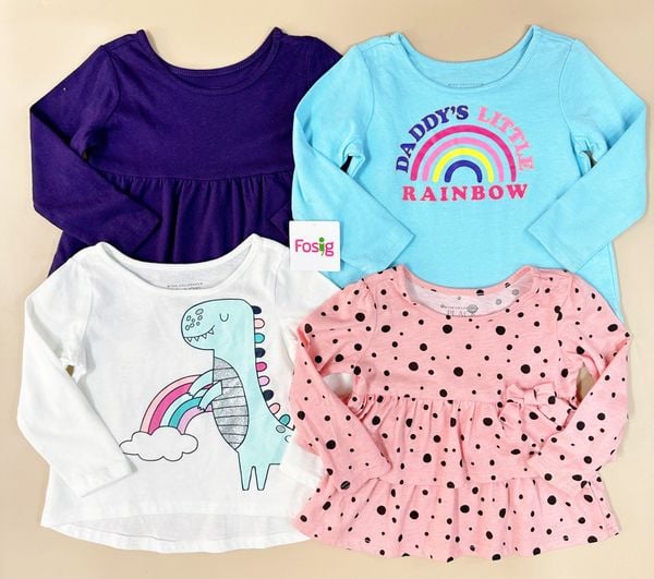  [13-15kg] Set 4 Áo Thun Tay Dài PL + Gara Bé Gái - Combo màu ngẫu nhiên 