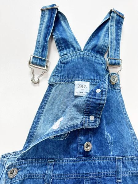  [12m-4T] Yếm Đầm Jean Bé Gái ZR - Xanh Jean Kitty 