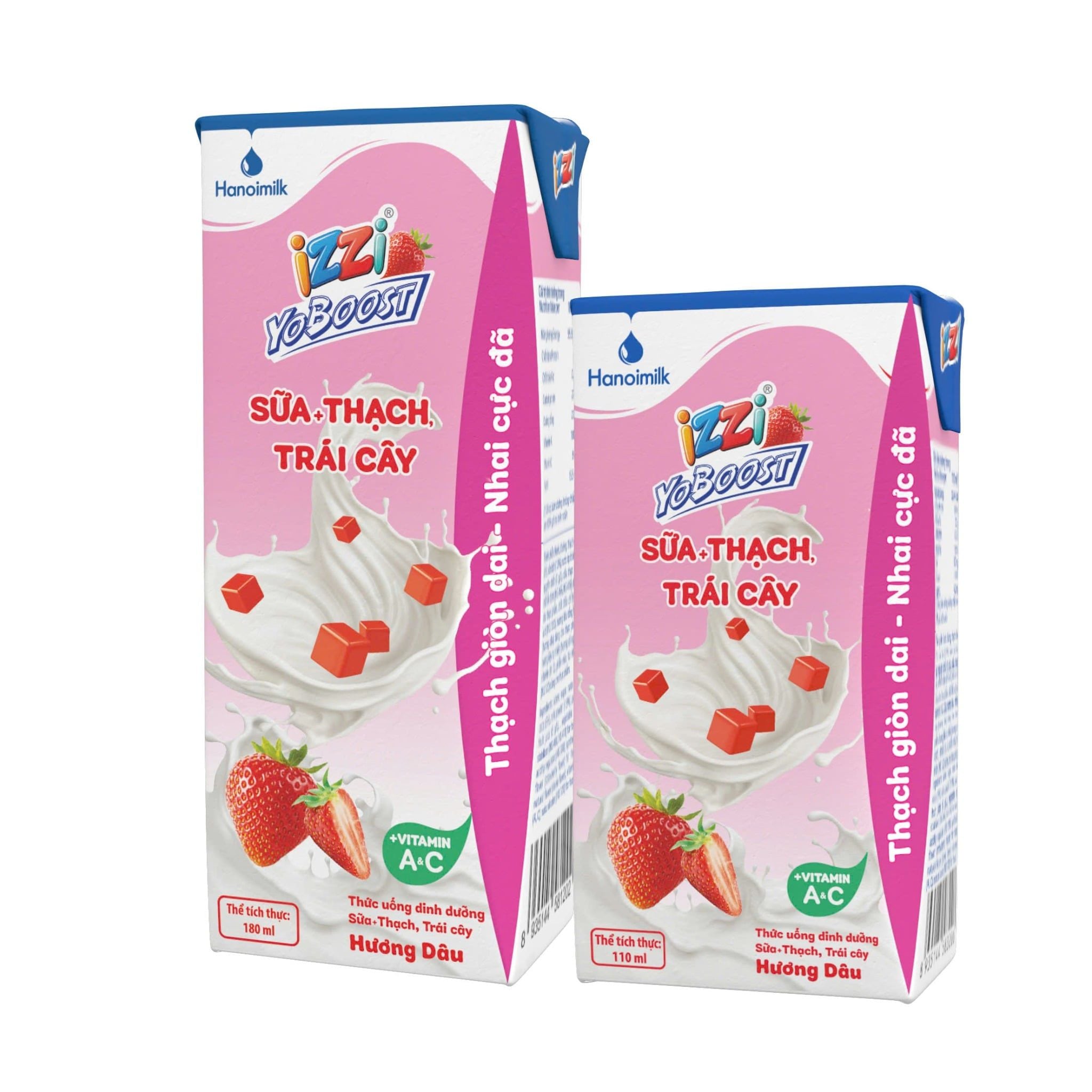TUDD SỮA+THẠCH, TRÁI CÂY HƯƠNG DÂU 110ML